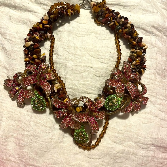 Jewellry necklace amber rhinestone rocks spiritual goddess by  Sarah Williams - Picture 1 of 7